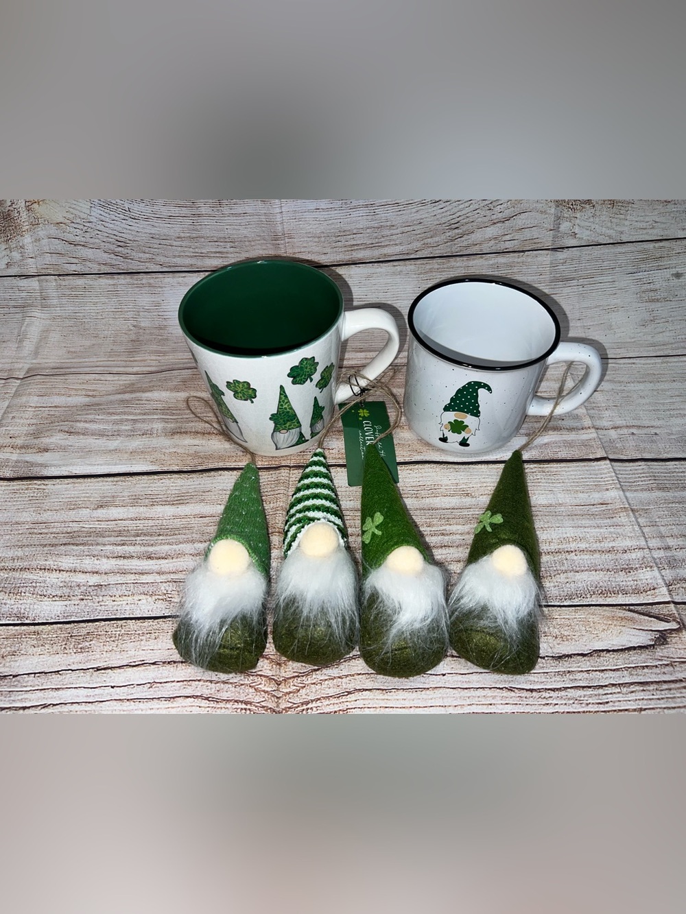 St. Patrick’s Irish Gnome Mugs & Plush Gnomes Set